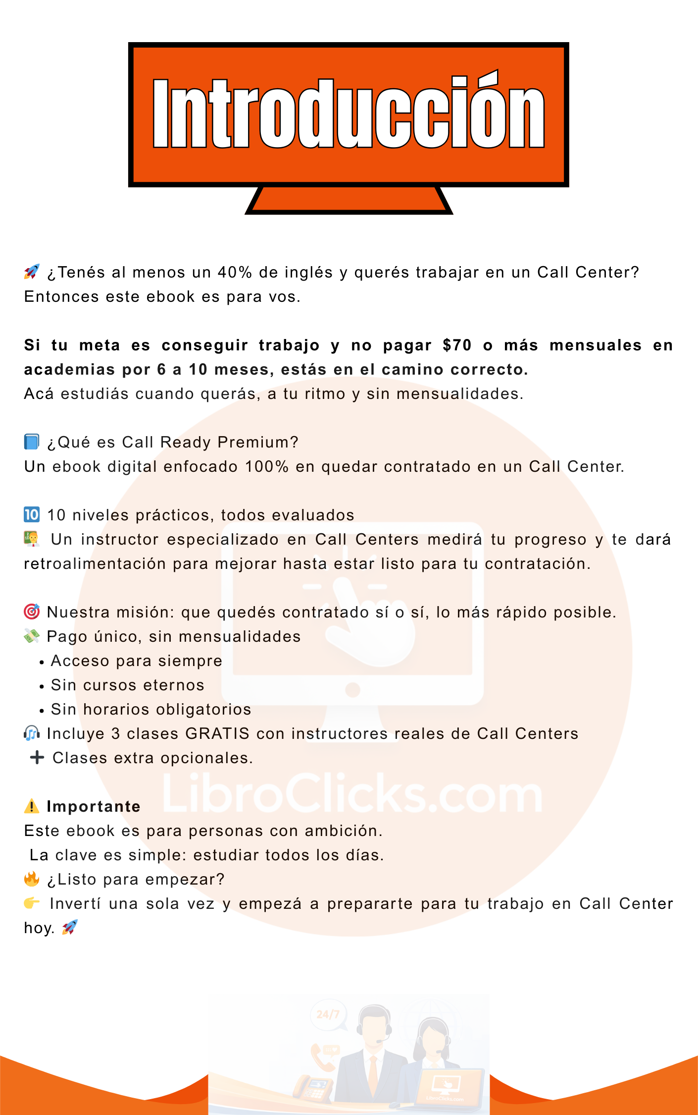 Introduccion del ebook Call Ready Premium