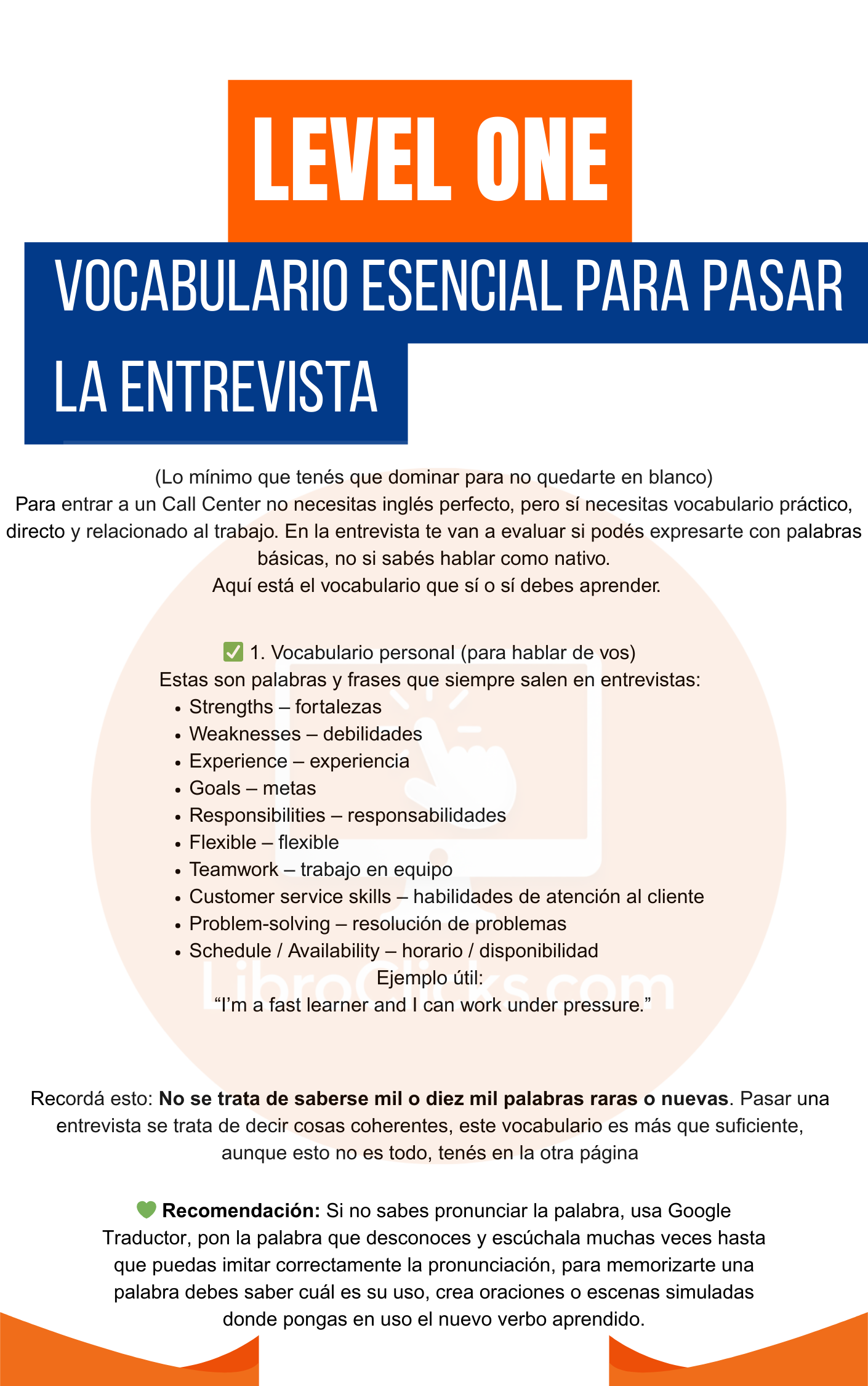 Vocabulario esencial para entrevistas de call center