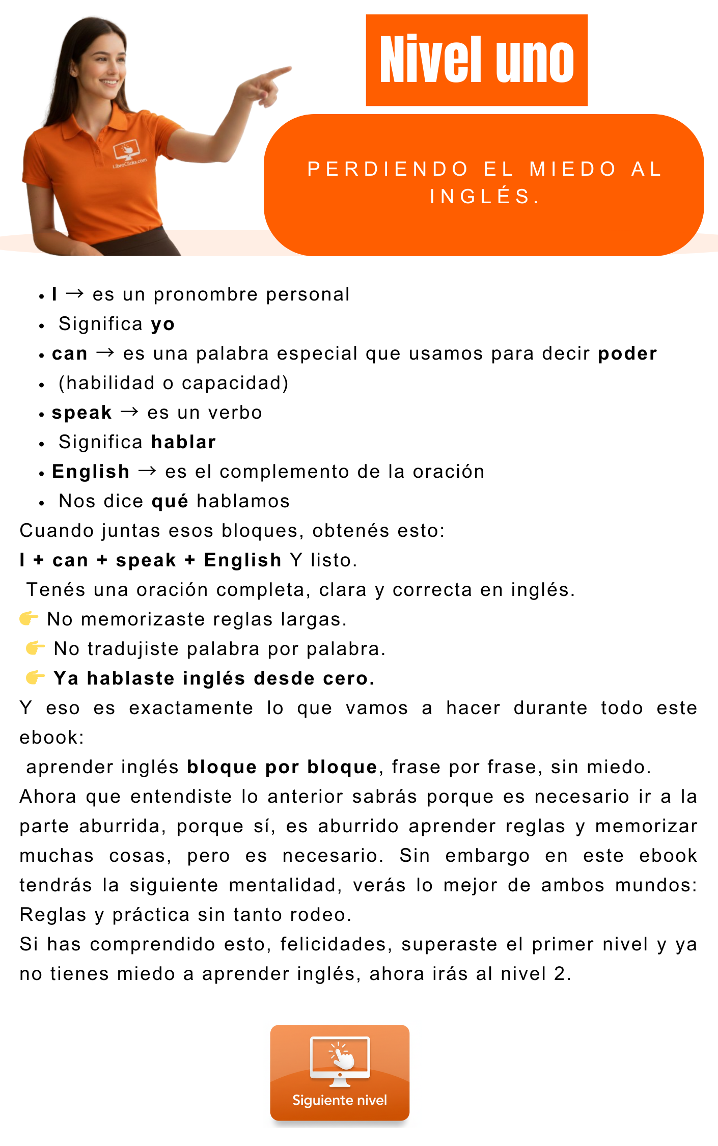 Vocabulario y oraciones básicas en inglés